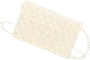 Beaded Evening Handbag Pearl Purse Crossbody Bag Cell Phone Pouch for Women