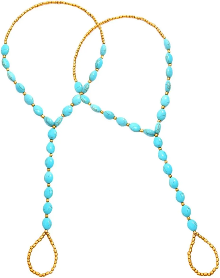 Beads Anklet Chain Ankle Jewelry for Women Versatile Fashion Foot Jewelry Set