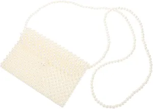 BESPORTBLE Simple Elegant Woven Shoulder Bag Beaded Cell Phone Pouch for Evening Pearl Bag for Women