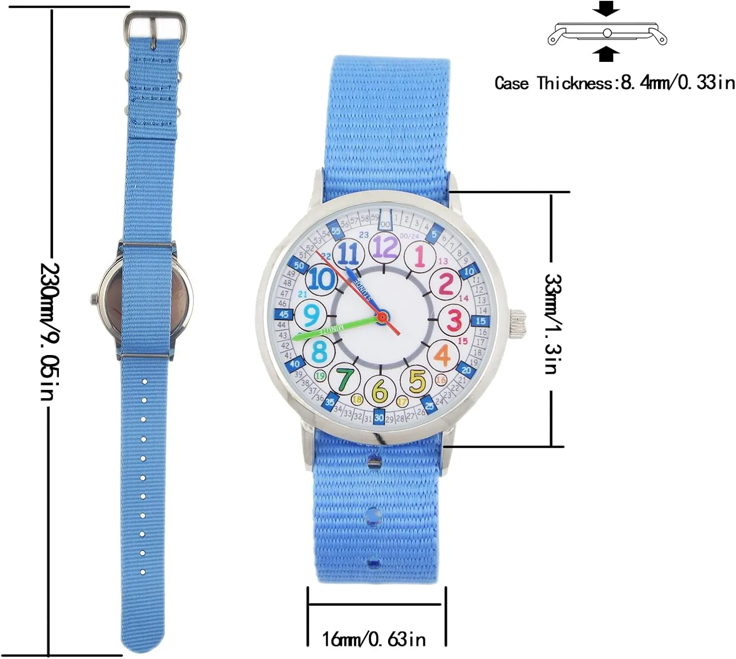 Bigbangbang Kids Analog Watch Learning Time Watch, First Watch Soft Cloth Strap,Read time Study Time Todder Watch,Kindergarten Learn Time Watches,Pink Girl Watch Girls Ages 7-10