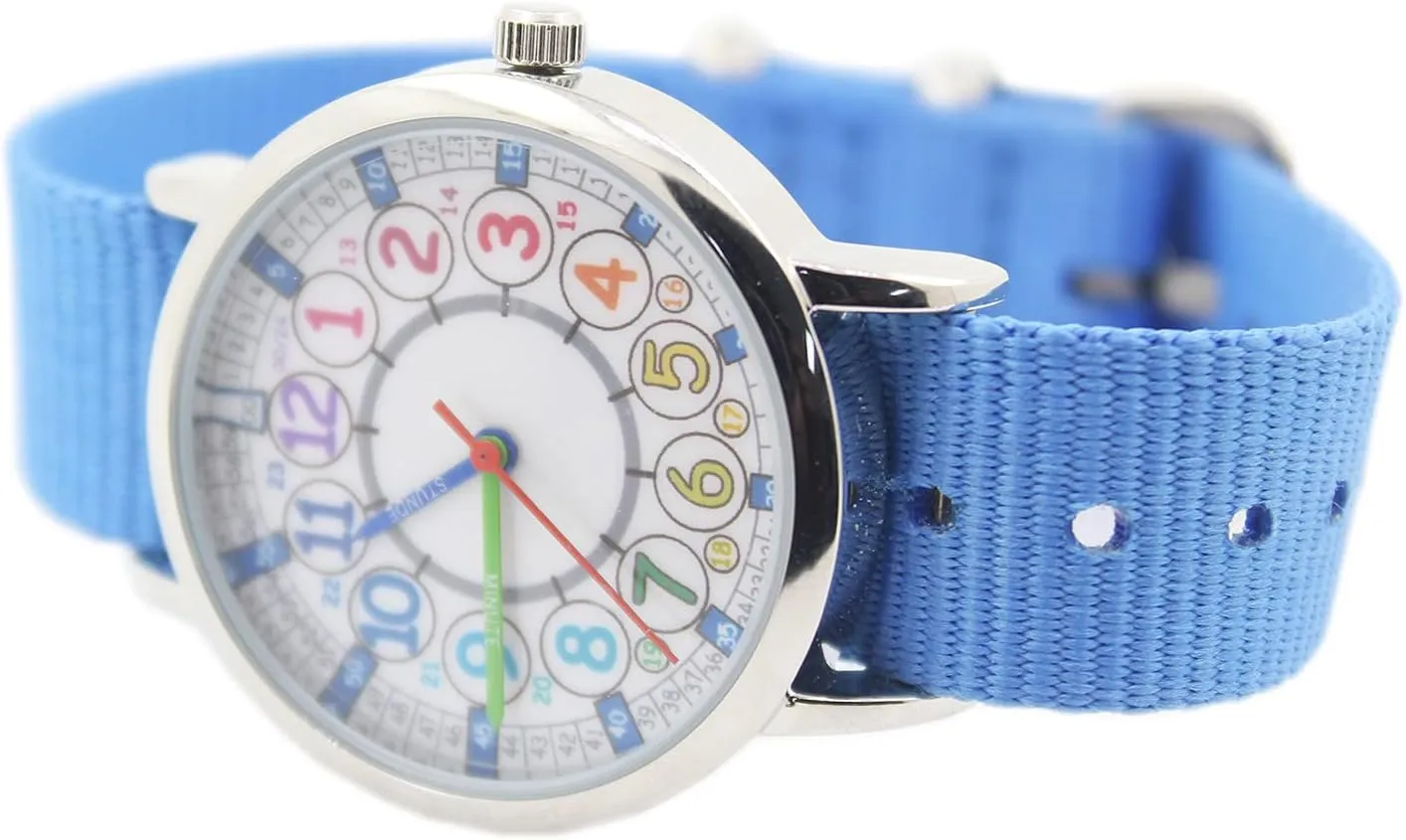 Bigbangbang Kids Analog Watch Learning Time Watch, First Watch Soft Cloth Strap,Read time Study Time Todder Watch,Kindergarten Learn Time Watches,Pink Girl Watch Girls Ages 7-10