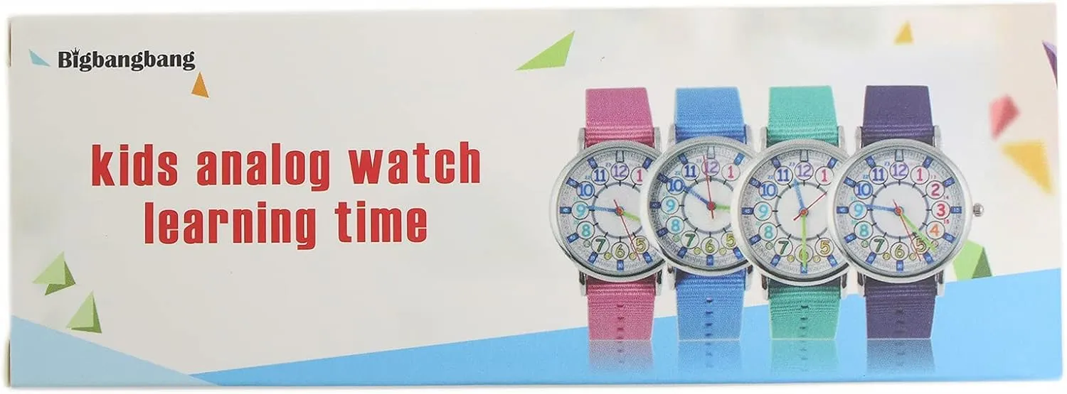 Bigbangbang Kids Analog Watch Learning Time Watch, First Watch Soft Cloth Strap,Read time Study Time Todder Watch,Kindergarten Learn Time Watches,Pink Girl Watch Girls Ages 7-10