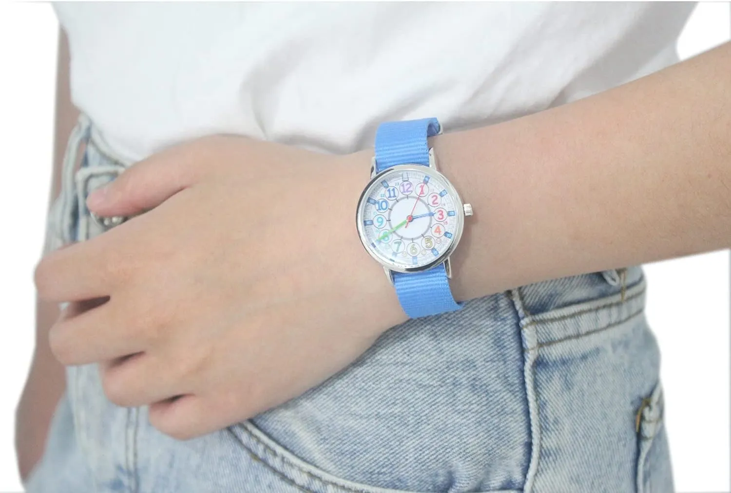 Bigbangbang Kids Analog Watch Learning Time Watch, First Watch Soft Cloth Strap,Read time Study Time Todder Watch,Kindergarten Learn Time Watches,Pink Girl Watch Girls Ages 7-10