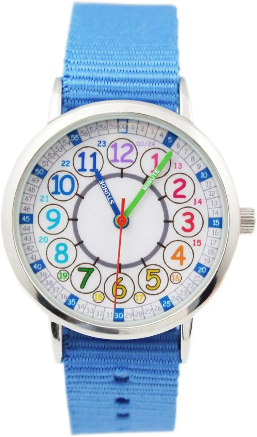 Bigbangbang Kids Analog Watch Learning Time Watch, First Watch Soft Cloth Strap,Read time Study Time Todder Watch,Kindergarten Learn Time Watches,Pink Girl Watch Girls Ages 7-10
