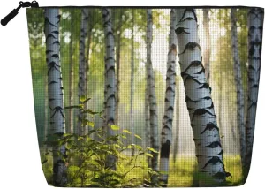 Birch Trees Print Cosmetic Bags for Women Large Capacity Purse Travel Toiletry Zipper Storage Pouch
