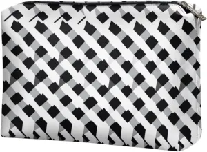 Black Checkerboard Travel Makeup Bag  Waterproof PU Leather Organizer (TSA-Friendly 7.8L) | Small Makeup Bag for Purse & Carry-Ons | Personalized Gifts for Her