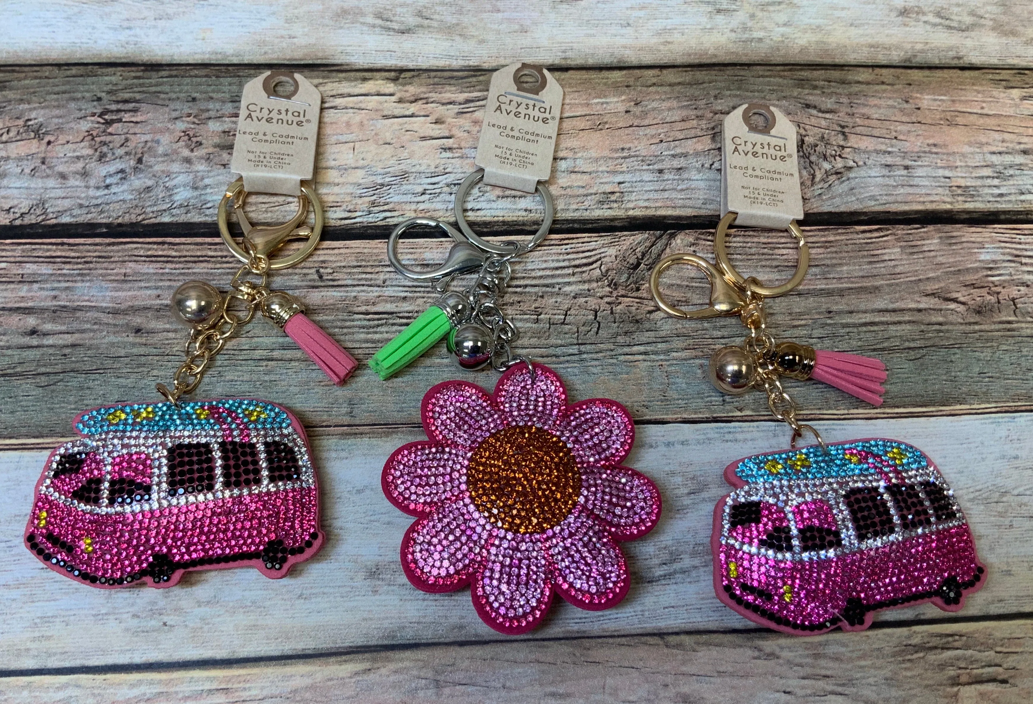Bling Key Chains/Purse/ Bag Charm with a Faux Suede Tassel