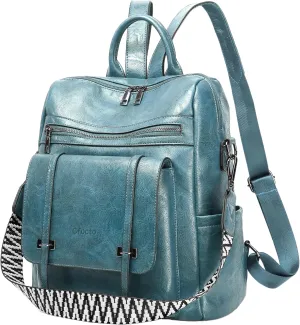 Blue Backpack Purse for Women PU Leather Womens Ladies Backpack Purse Fashion Travel Convertible Shoulder Bags Handbag