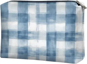 Blue Checkerboard Trendy Teen Makeup Organizer Personalized Makeup Bag (7.8x5.5in) with Elastic Loops | Small Makeup Bag for Purse & School | Gifts for Girls