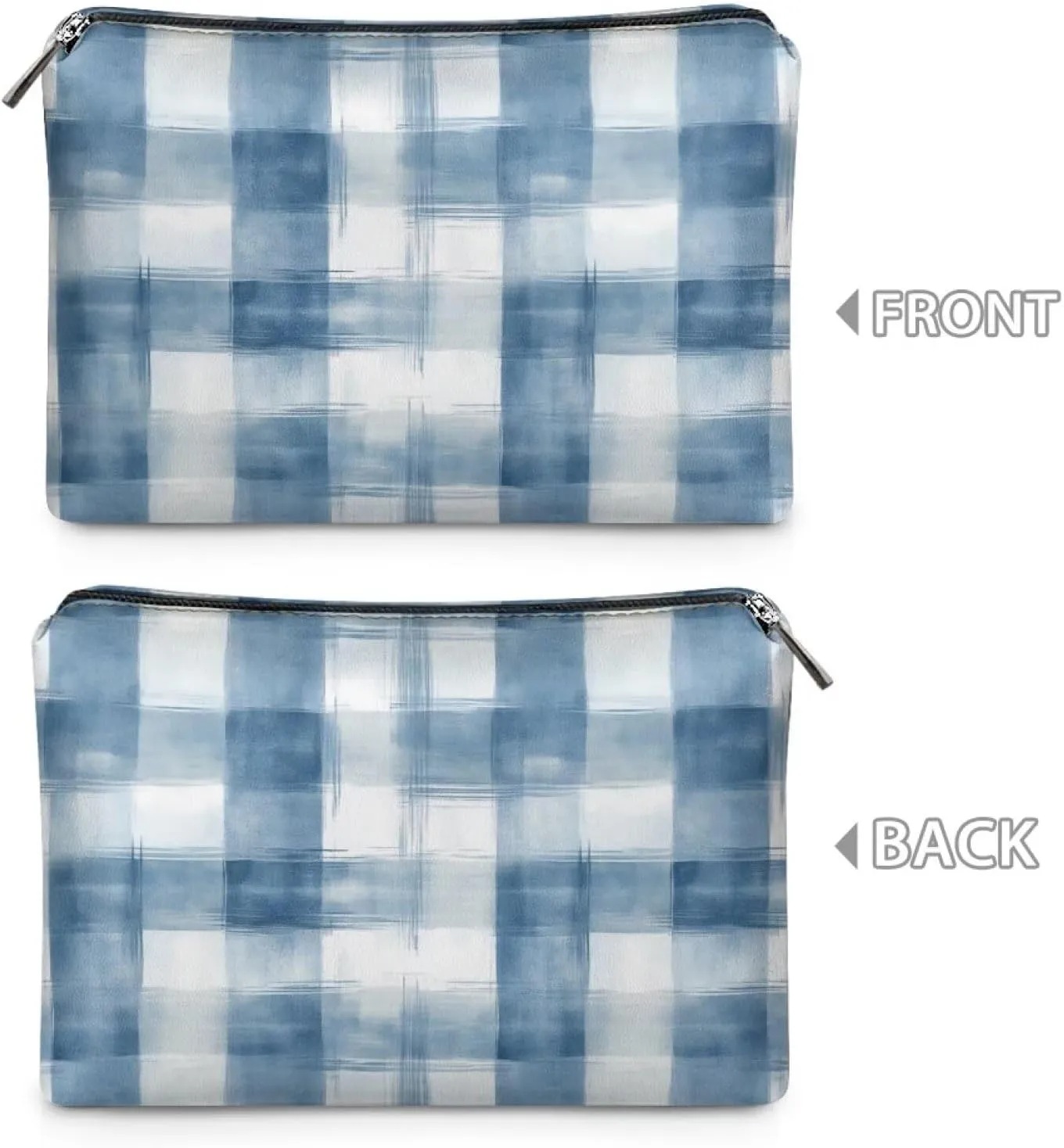 Blue Checkerboard Trendy Teen Makeup Organizer Personalized Makeup Bag (7.8x5.5in) with Elastic Loops | Small Makeup Bag for Purse & School | Gifts for Girls