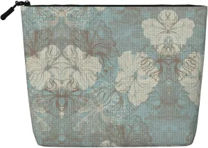 Blue Grace Floral Print Cosmetic Bags for Women Large Capacity Purse Travel Toiletry Zipper Storage Pouch