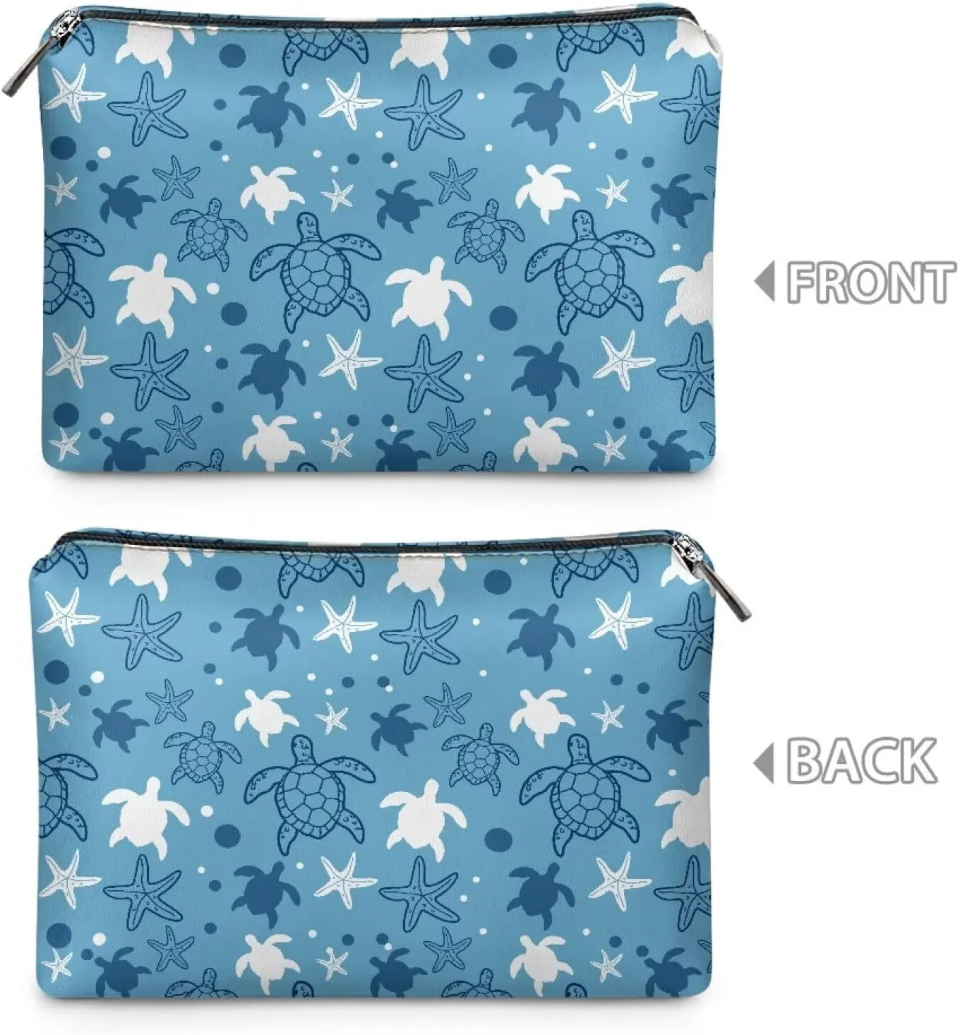 Blue Sea Turtles Ultimate Gym Makeup Bag  Compact PU Leather Travel Makeup Bag Small Makeup Bag for Purse Fitness Enthusiasts