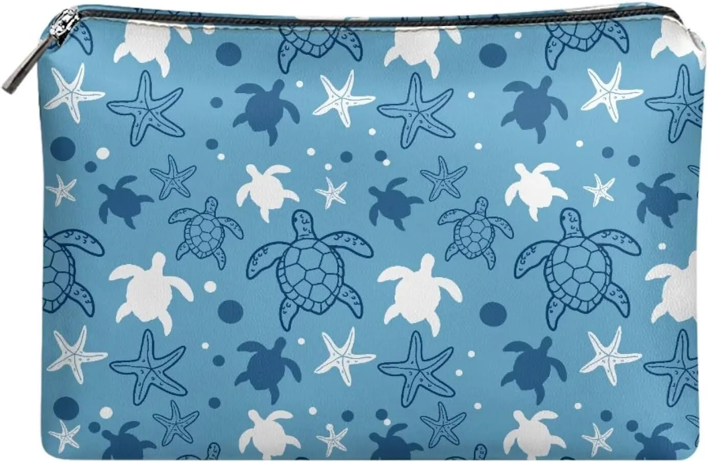 Blue Sea Turtles Ultimate Gym Makeup Bag  Compact PU Leather Travel Makeup Bag Small Makeup Bag for Purse Fitness Enthusiasts