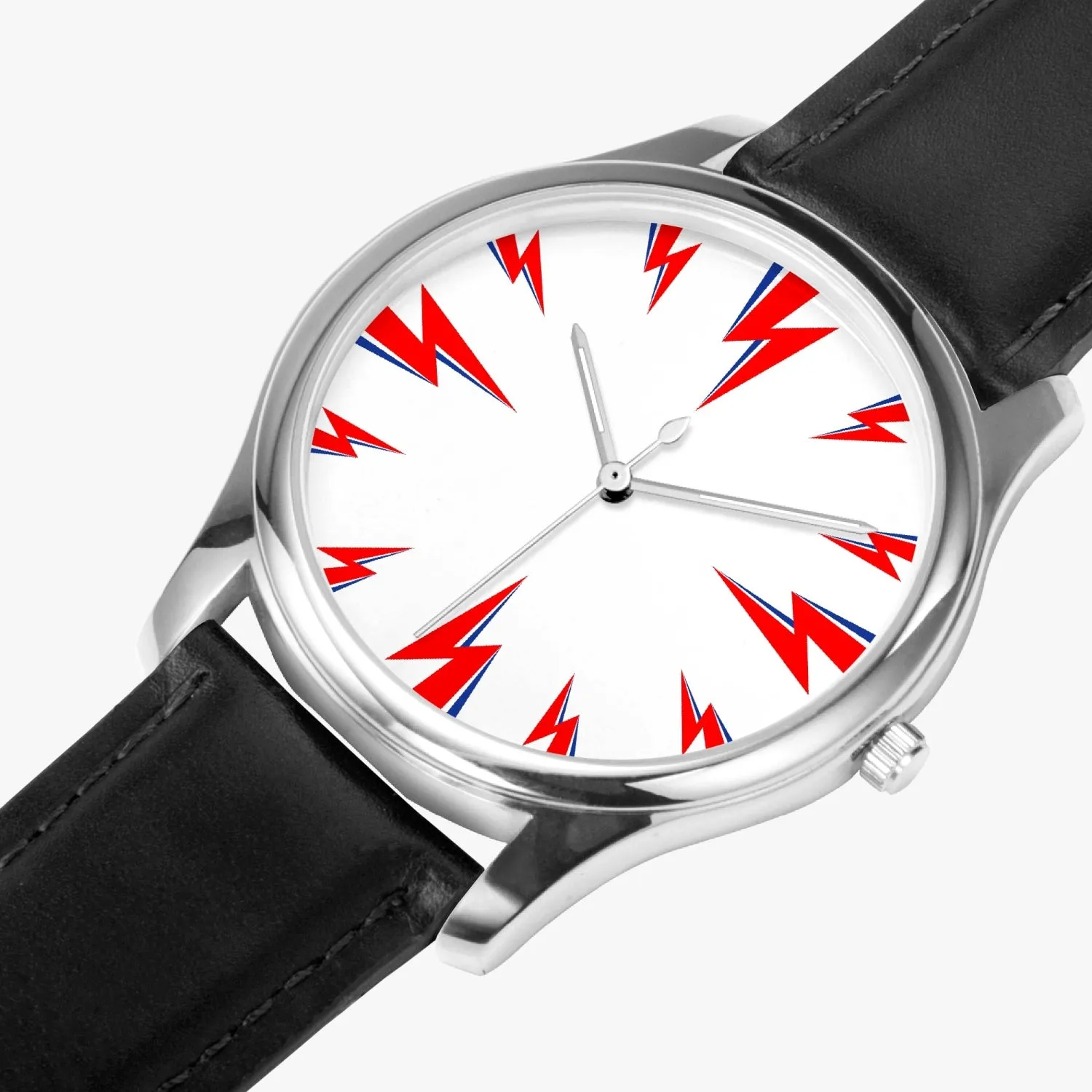 Bowie's Thunderbolts Leather Strap Quartz Watch