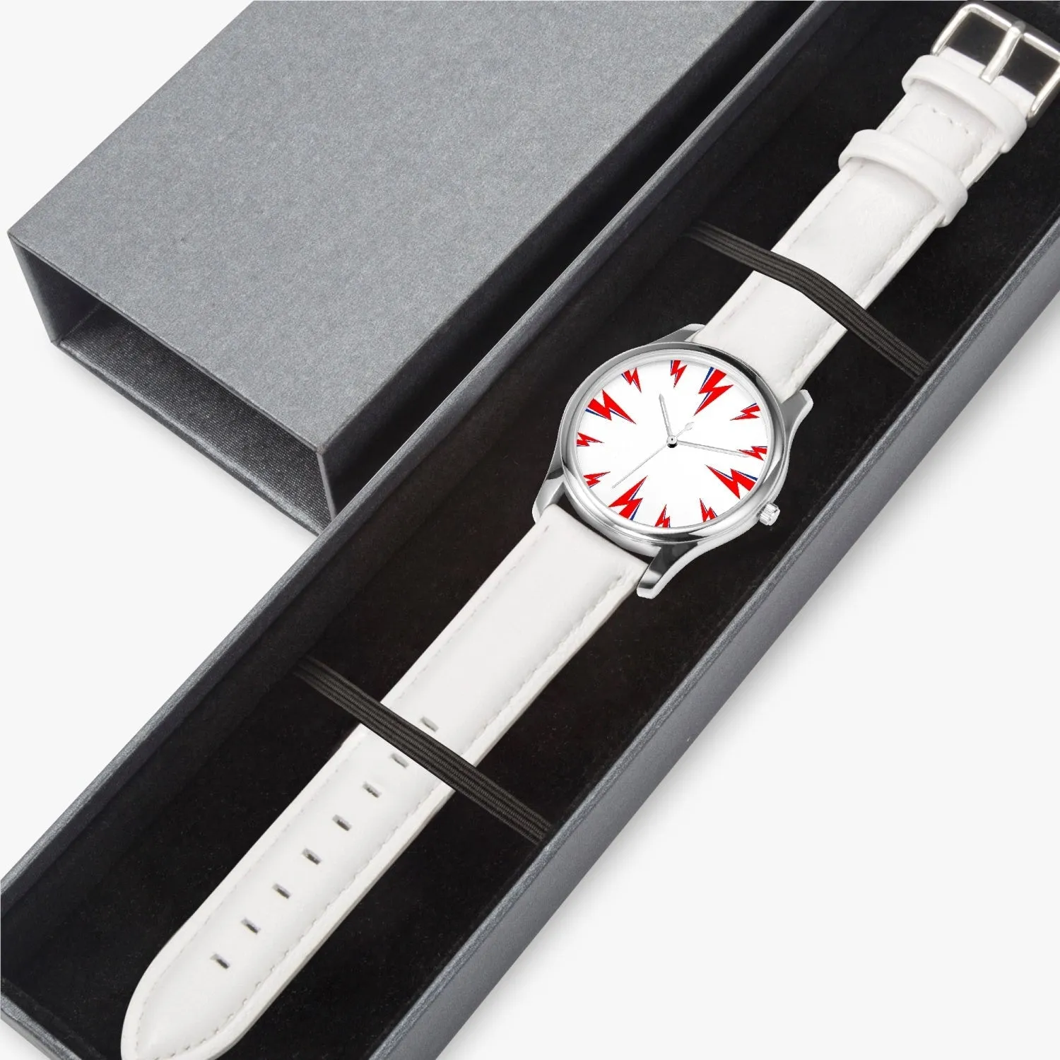 Bowie's Thunderbolts Leather Strap Quartz Watch