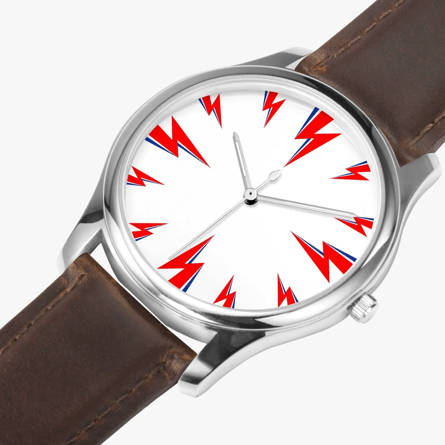 Bowie's Thunderbolts Leather Strap Quartz Watch