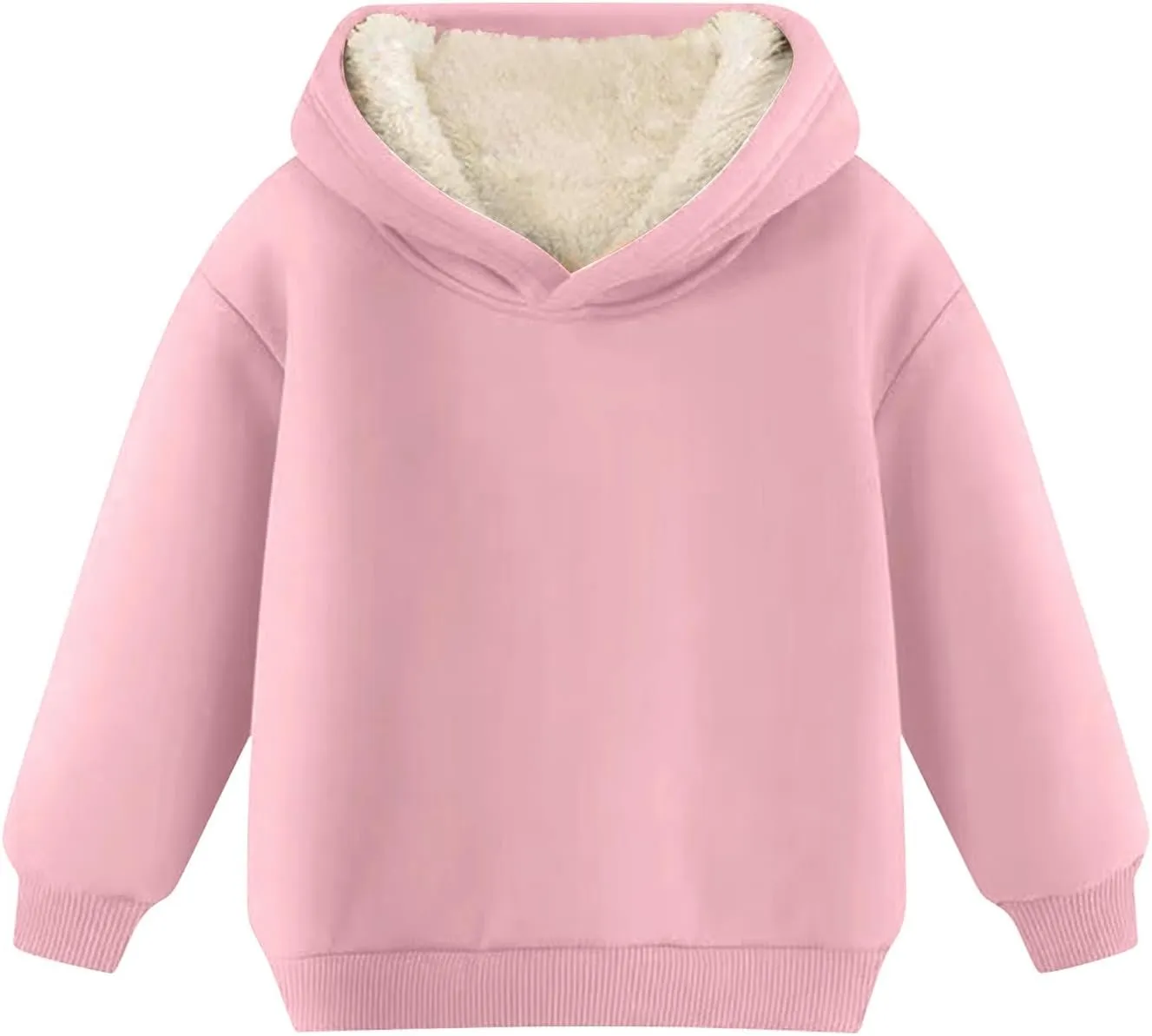 Boys Girls Fleece Lined Sherpa Hoodie Kids Warm Winter Hoodies Thicken Pullover Hooded Sweatshirt Sweater