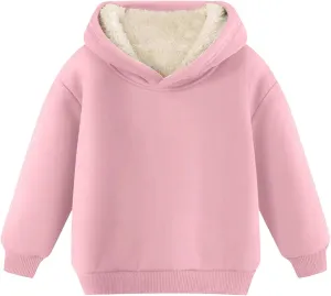 Boys Girls Fleece Lined Sherpa Hoodie Kids Warm Winter Hoodies Thicken Pullover Hooded Sweatshirt Sweater