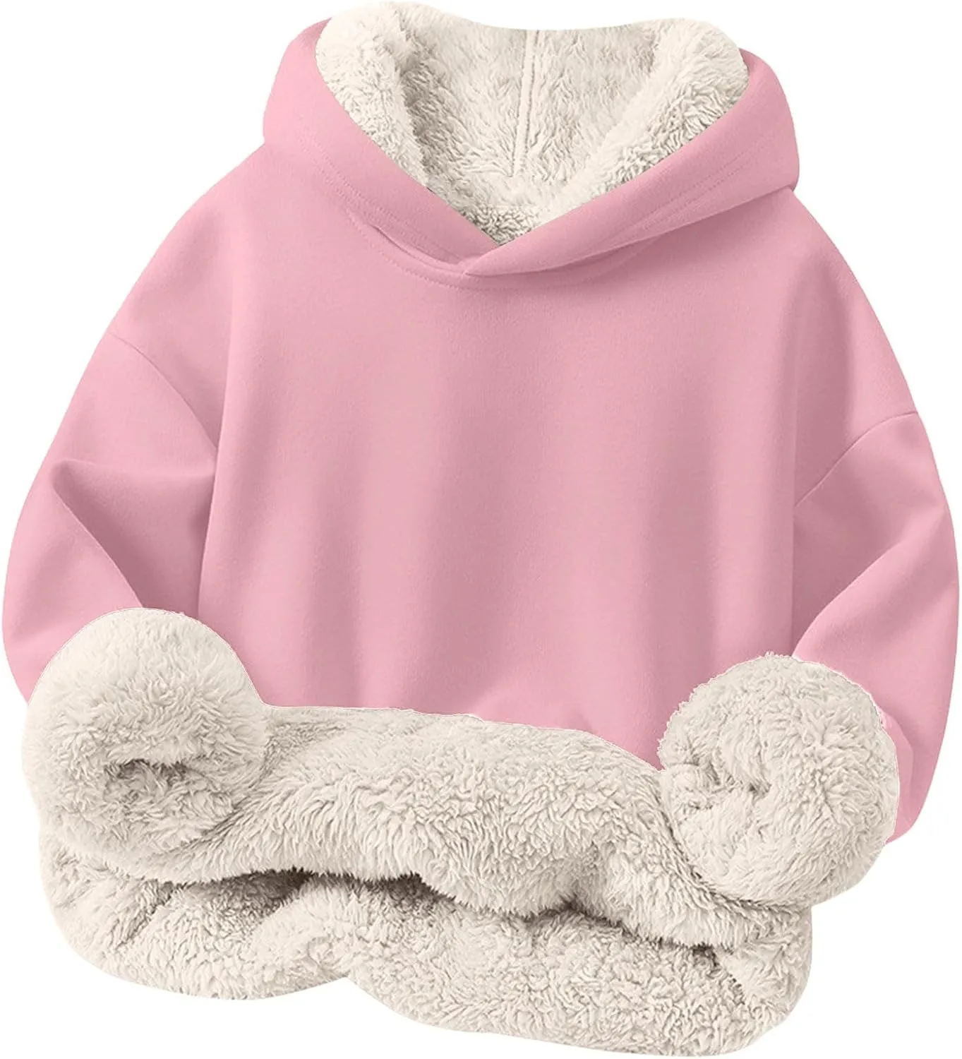 Boys Girls Fleece Lined Sherpa Hoodie Kids Warm Winter Hoodies Thicken Pullover Hooded Sweatshirt Sweater
