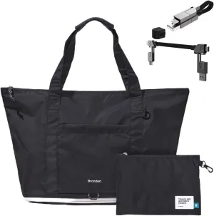 Branden - Foldable Tote Bag for Travel, 6-in-1 Multi Charger Cable Included, Lightweight, Compartments