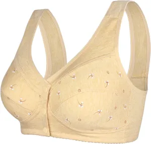 Bras for Older Women Push up Breathable Front Snap Closure Bras Full Support No Underwire Plus Size Everyday Bra