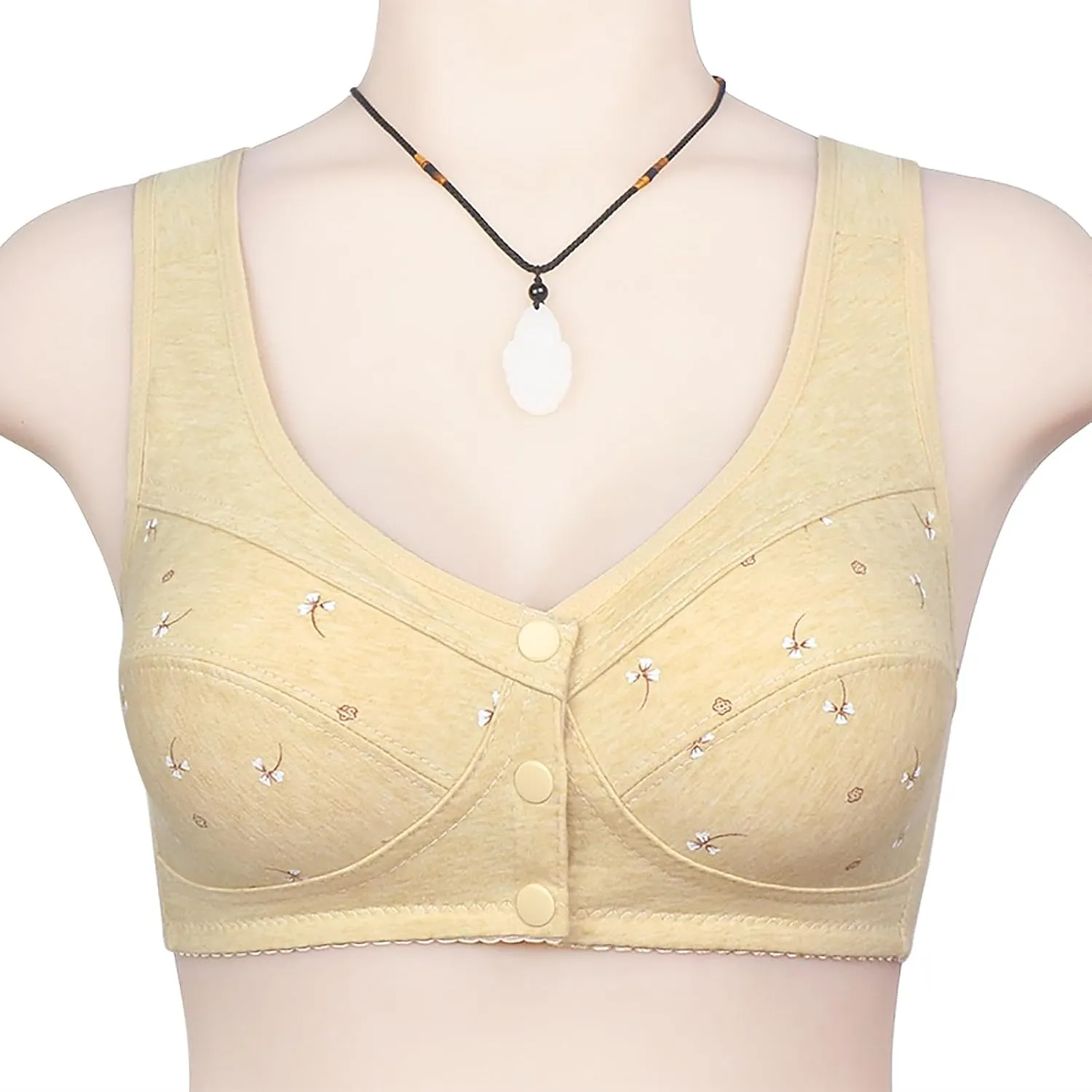 Bras for Older Women Push up Breathable Front Snap Closure Bras Full Support No Underwire Plus Size Everyday Bra
