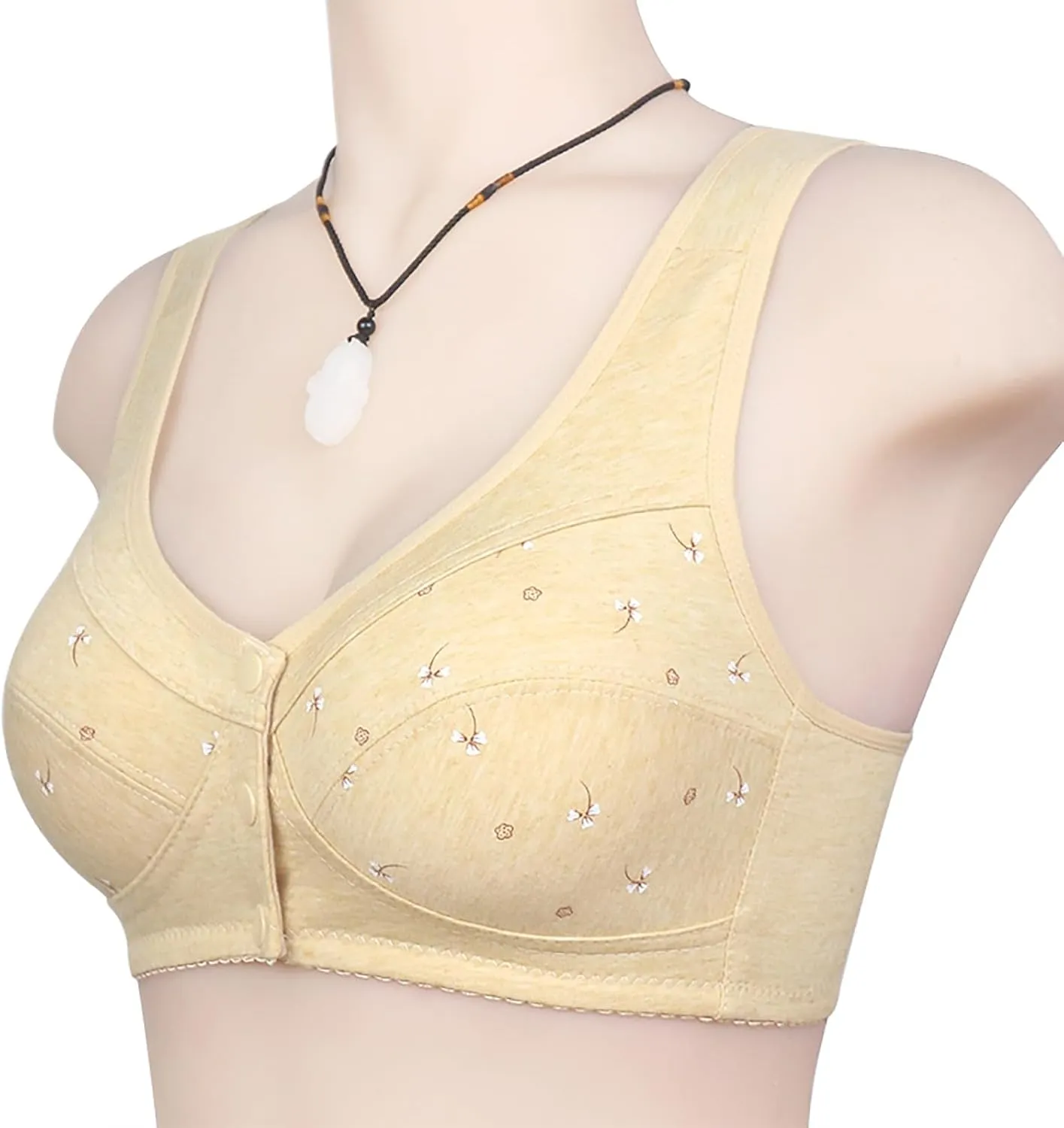 Bras for Older Women Push up Breathable Front Snap Closure Bras Full Support No Underwire Plus Size Everyday Bra