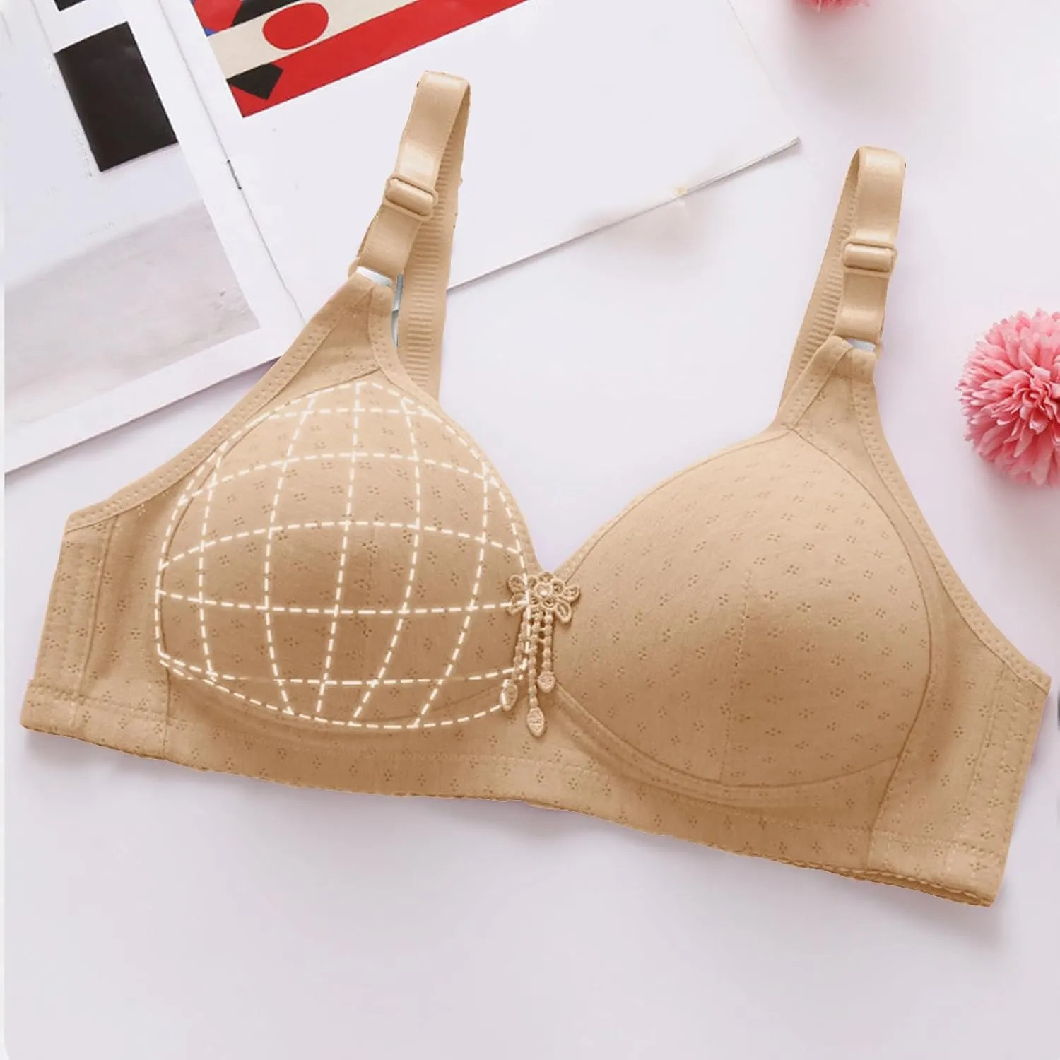 Bras for Women No Underwire Full Coverage Bra Comfortable Seamless Wireless Bras Adjustable Straps Everyday Bra