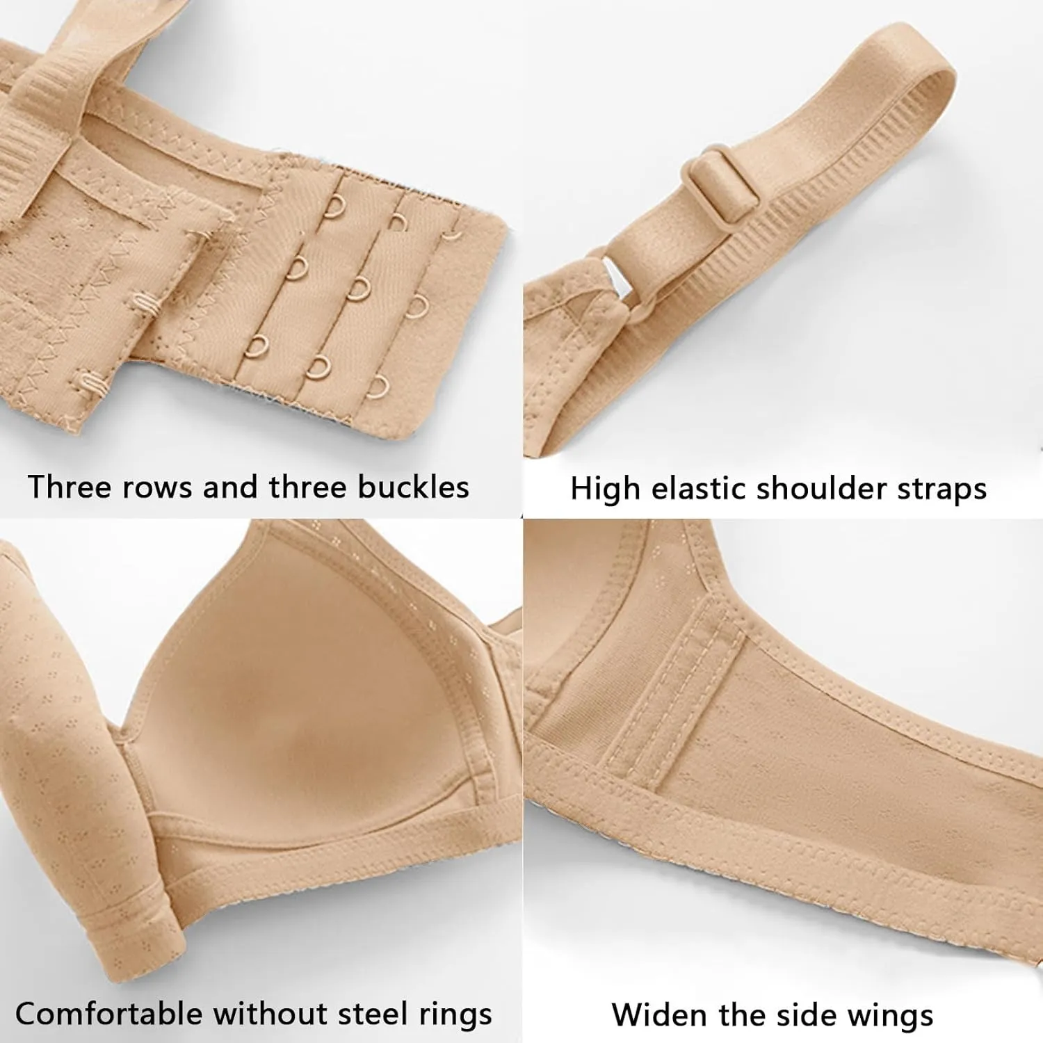 Bras for Women No Underwire Full Coverage Bra Comfortable Seamless Wireless Bras Adjustable Straps Everyday Bra