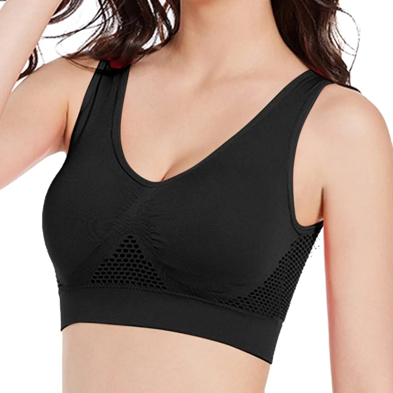 Breathable Anti-Sagging Sports Bras for Women No Underwire High Support Comfortable Bra with Cooling Lift-Up Air Tech Mesh