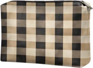 Brown Checkerboard Multi-Functional Makeup Bag  Water-Resistant Personalized Makeup Bag (7.8L) for Travel, Shopping, Parties | Makeup Bags for Women