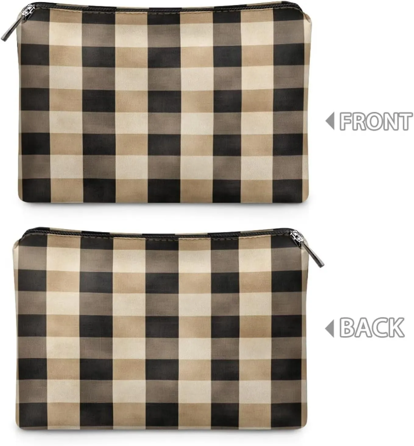 Brown Checkerboard Multi-Functional Makeup Bag  Water-Resistant Personalized Makeup Bag (7.8L) for Travel, Shopping, Parties | Makeup Bags for Women
