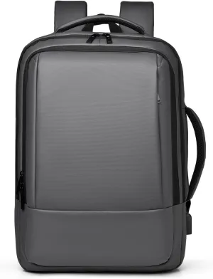 Business Casual Backpack Laptop backpack Travel backpack Rucksack for men Laptop Rucksack Work bag Waterproof rucksack Expandable Backpack with USB Charging Port PU film Daypacks Grey