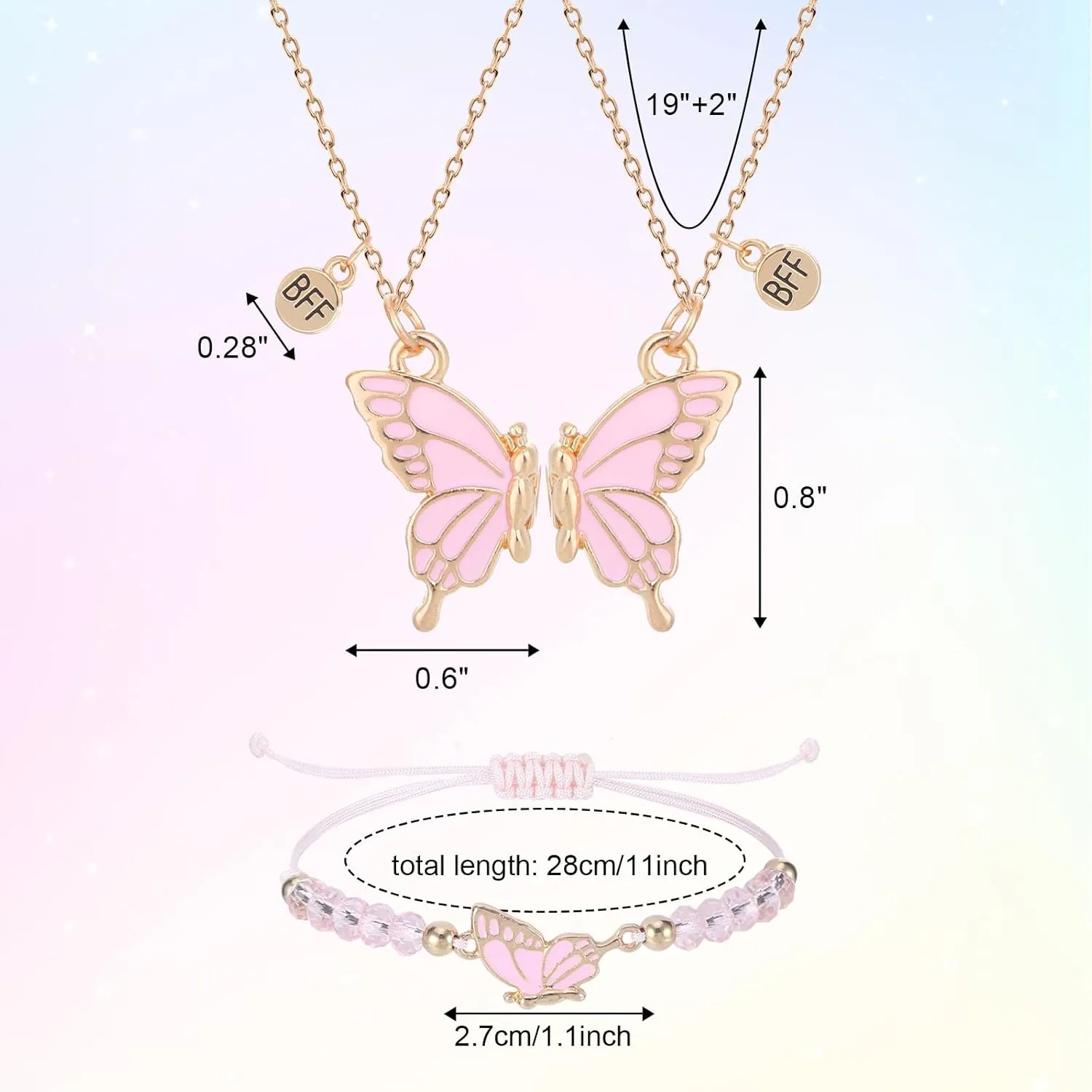 Butterfly Bff Best Friend Necklaces