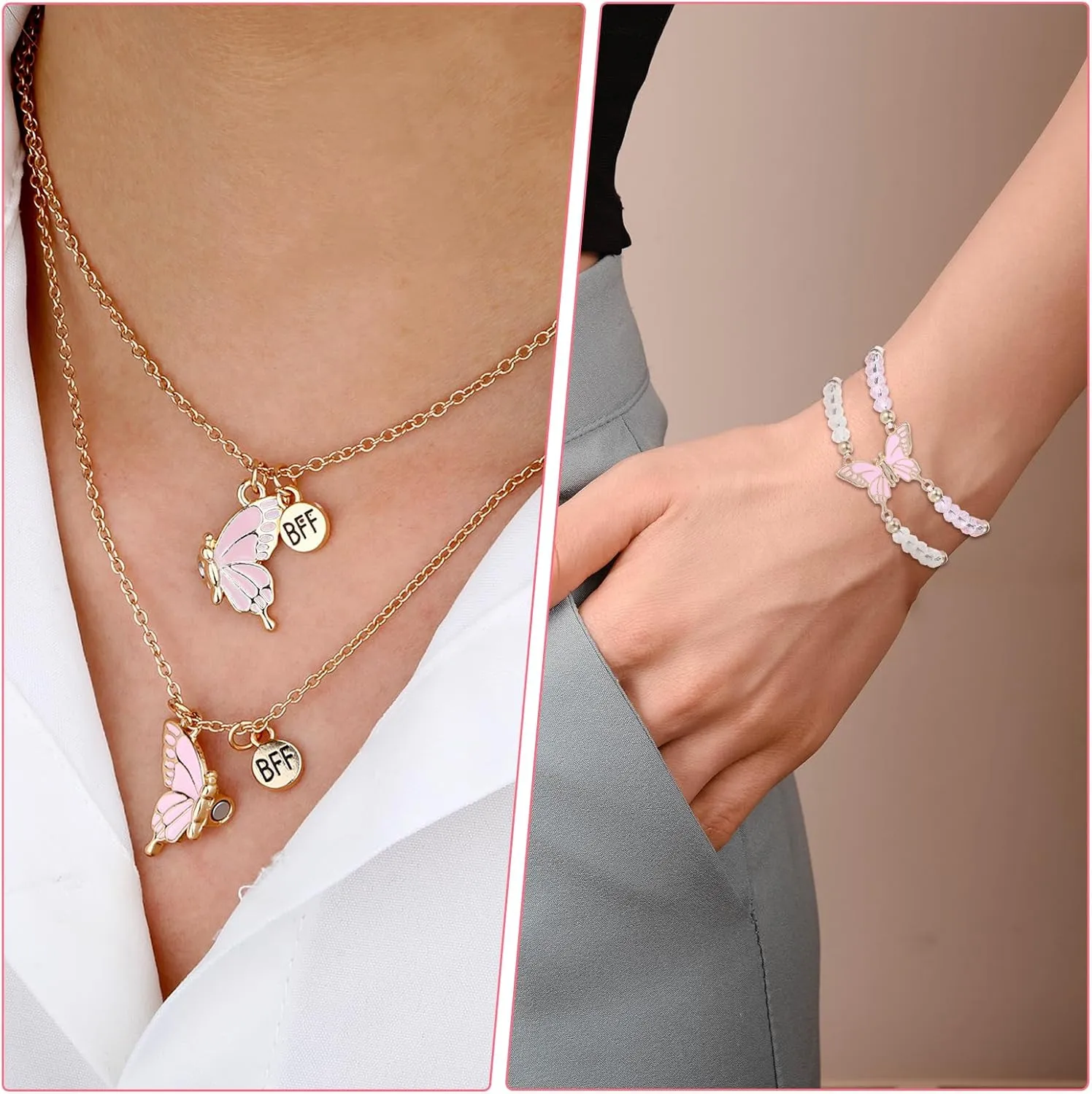 Butterfly Bff Best Friend Necklaces