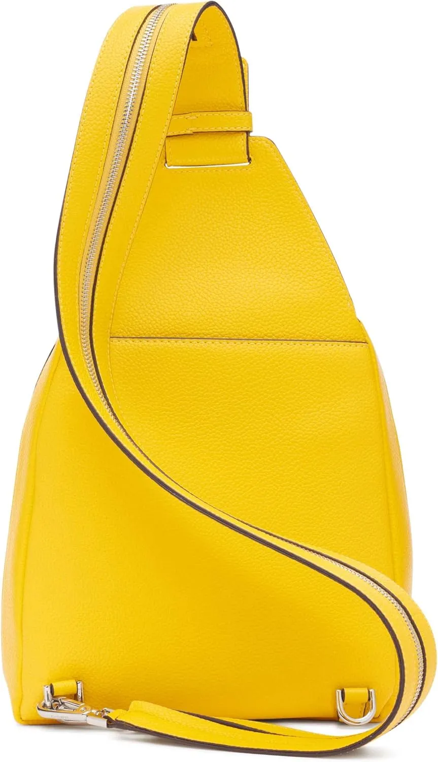 Calvin Klein Women's Myra Backpack for Women  Vegan Leather Convertible Sling Backpack, 2 Pockets, Daffodil, One Size