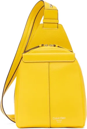 Calvin Klein Women's Myra Backpack for Women  Vegan Leather Convertible Sling Backpack, 2 Pockets, Daffodil, One Size