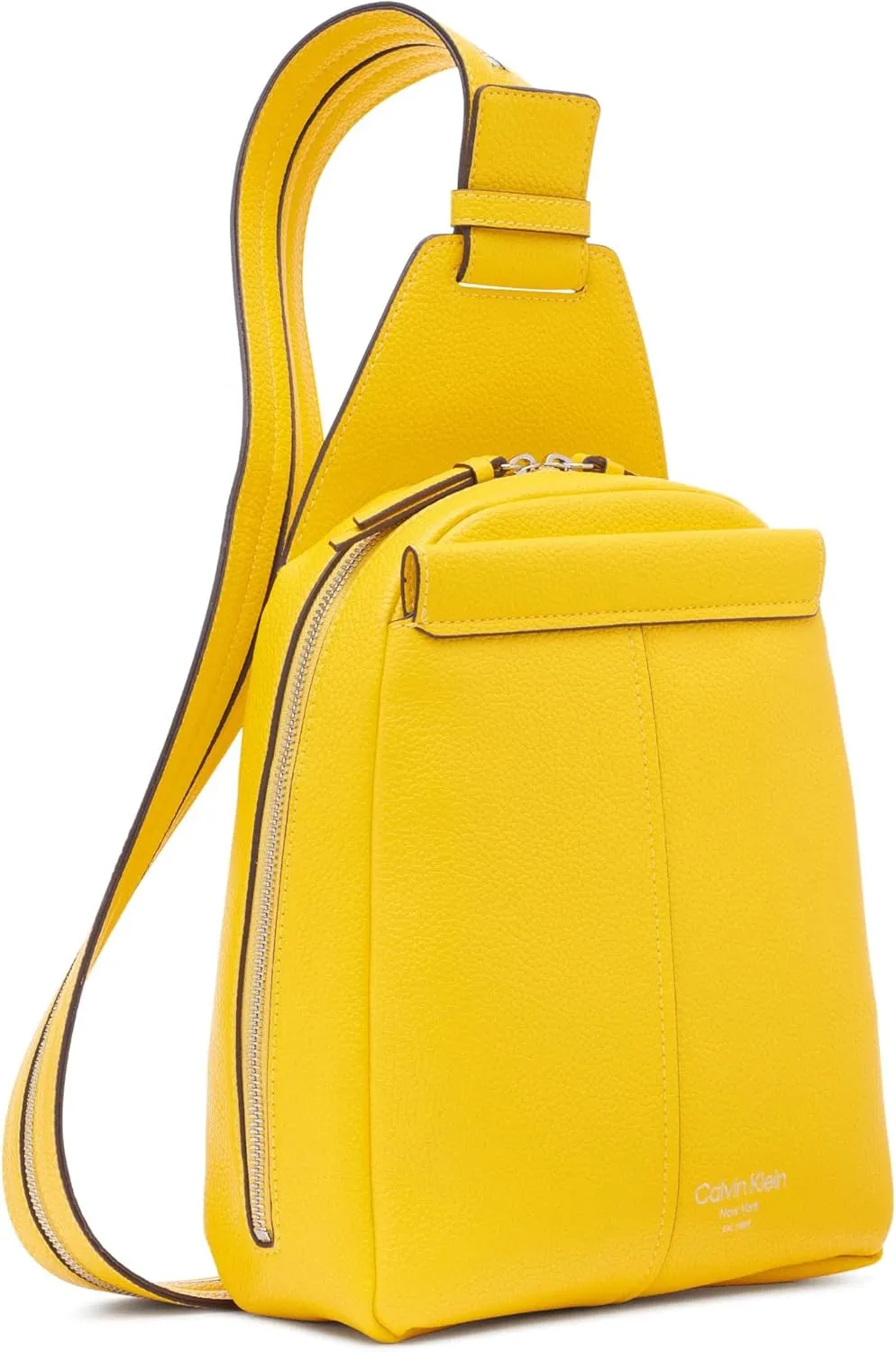 Calvin Klein Women's Myra Backpack for Women  Vegan Leather Convertible Sling Backpack, 2 Pockets, Daffodil, One Size