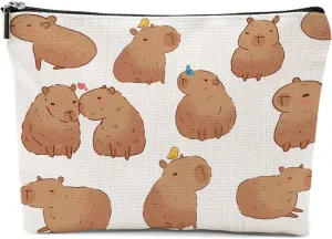 Capybara Gifts, Cute Makeup Bag, Capybara Stuff Cosmetic Bag Travel Pouch, Friendship Graduation Birthday Animal Lovers Gifts for Women Girls Daughter Friend Niece Sisters