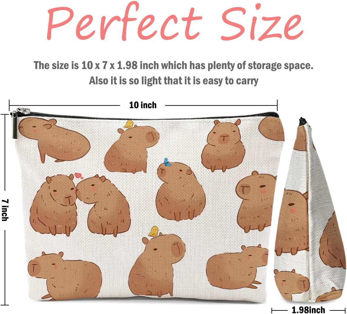 Capybara Gifts, Cute Makeup Bag, Capybara Stuff Cosmetic Bag Travel Pouch, Friendship Graduation Birthday Animal Lovers Gifts for Women Girls Daughter Friend Niece Sisters