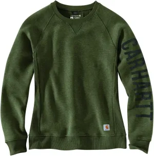 Carhartt Women's Relaxed Fit Midweight Crewneck Block Logo Sleeve Graphic Sweatshirt