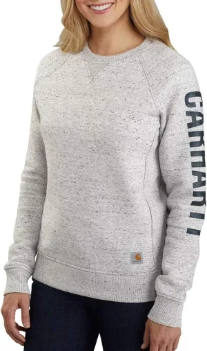 Carhartt Women's Relaxed Fit Midweight Crewneck Block Logo Sleeve Graphic Sweatshirt