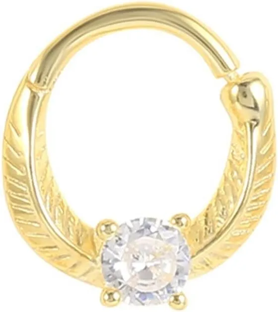 Cartilage Earring Jewelry, Sterling Silver Body Piercing Jewelry 1Pc Nose Ring 1.2mm Thickness Gold White Cubic Zirconia Wheat Piercing Jewelry Gift