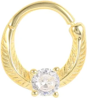 Cartilage Earring Jewelry, Sterling Silver Body Piercing Jewelry 1Pc Nose Ring 1.2mm Thickness Gold White Cubic Zirconia Wheat Piercing Jewelry Gift