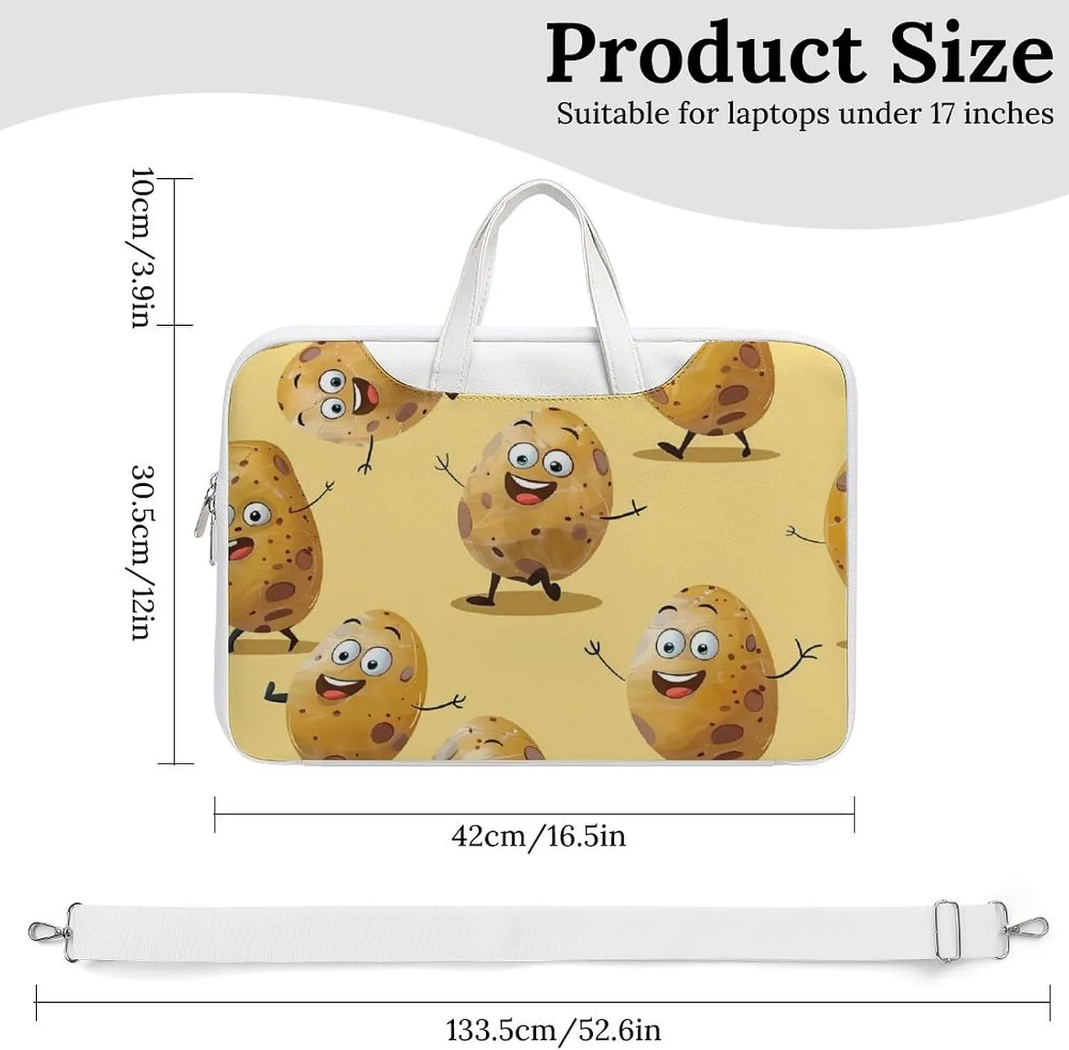 Cartoon Potato Laptop Tote Bag Waterproof Computer Carrying Case Business Office Briefcase