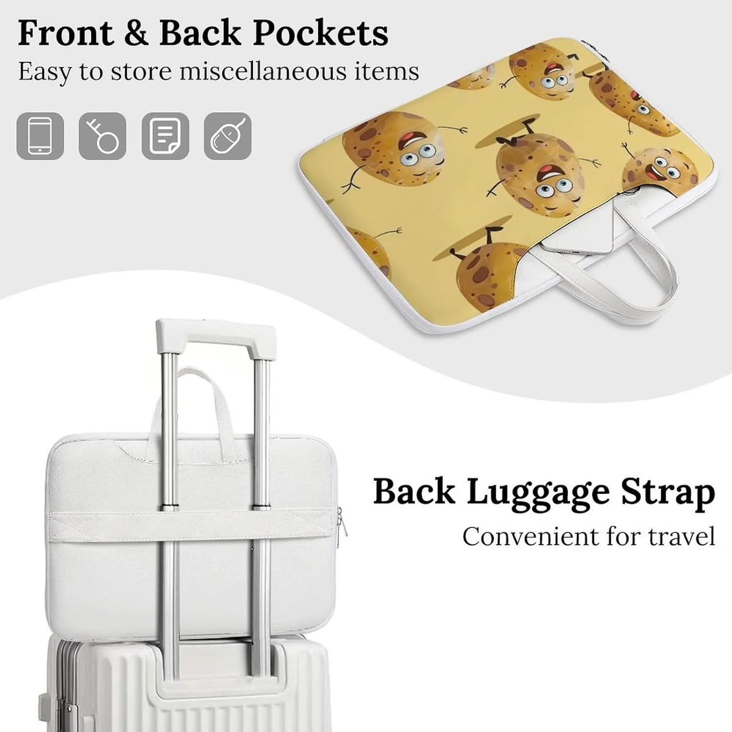 Cartoon Potato Laptop Tote Bag Waterproof Computer Carrying Case Business Office Briefcase