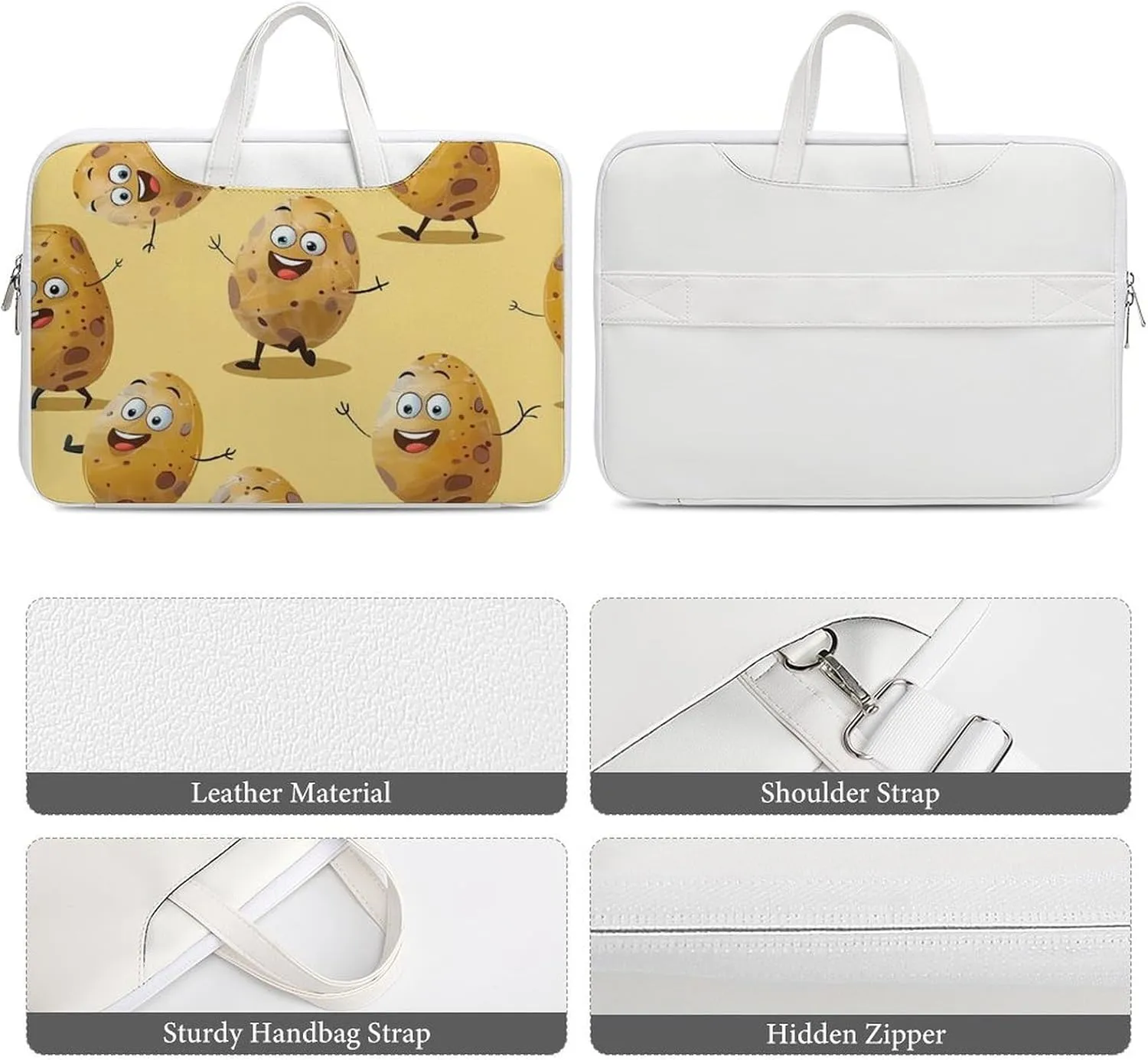 Cartoon Potato Laptop Tote Bag Waterproof Computer Carrying Case Business Office Briefcase