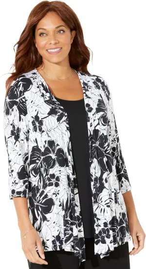 Catherines Women's Plus Size Cardigan and Tank Duet