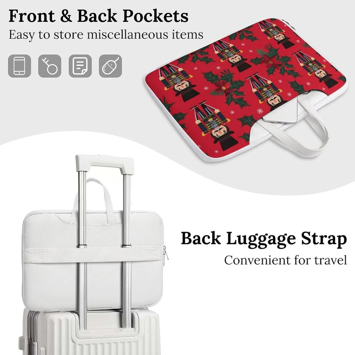 Christmas Nutcrackers Holiday Laptop Tote Bag Waterproof Computer Carrying Case Business Office Briefcase