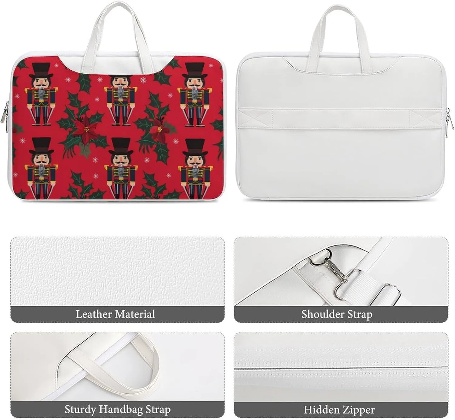 Christmas Nutcrackers Holiday Laptop Tote Bag Waterproof Computer Carrying Case Business Office Briefcase